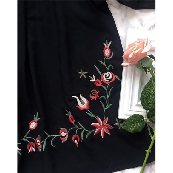 Kafeimali Women's Summer Mini Dress Bohemian Embroidery Tunic Shift Blouse - Picture 7 of 8